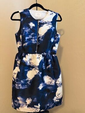 kate spade Navy & White Cloud-Print Sleeveless Mini Dress size 6